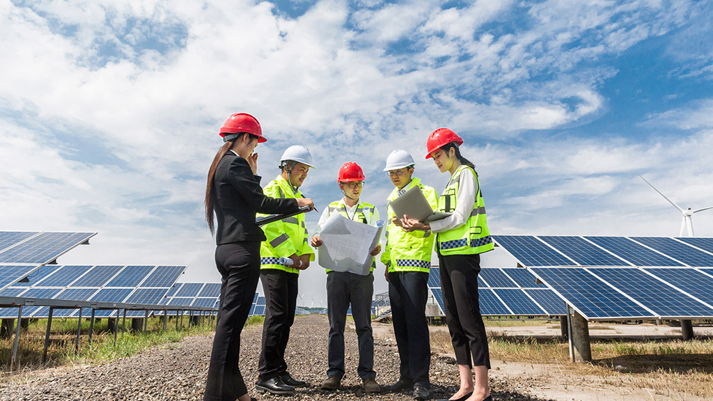Workers planning solar plan - solar farm - Northmore Gordon